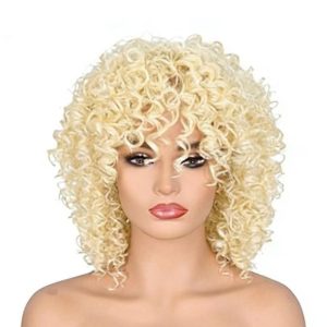 Short Afro Kinky Curly Wigs with Bangs for Women's