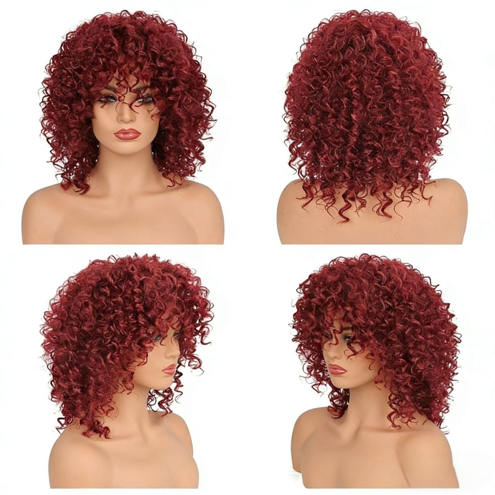 Short Afro Kinky Curly Wigs with Bangs for Women's - Image 14
