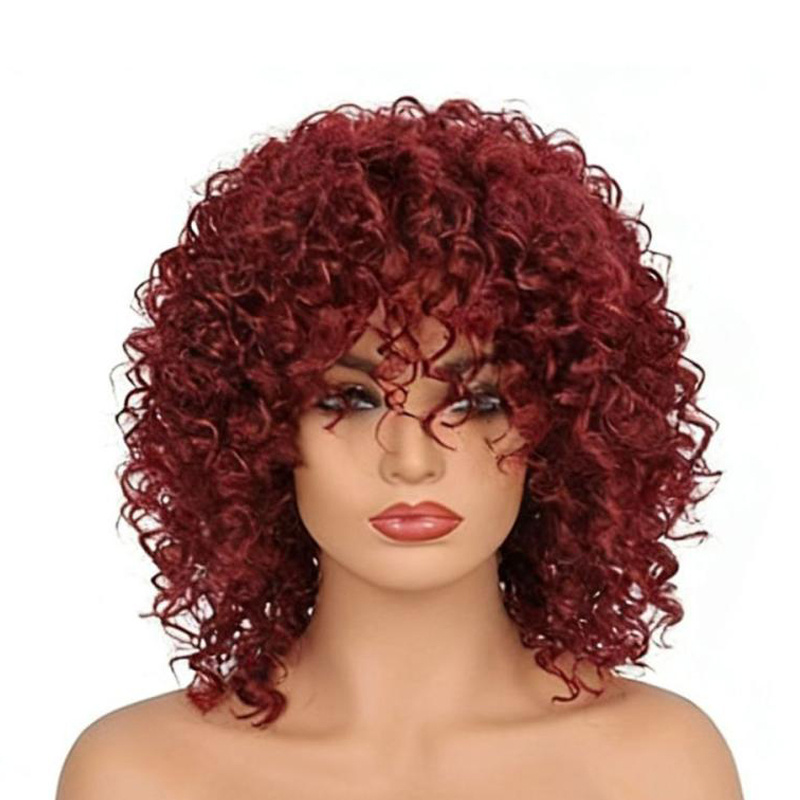 Short Afro Kinky Curly Wigs with Bangs for Women's - Image 13
