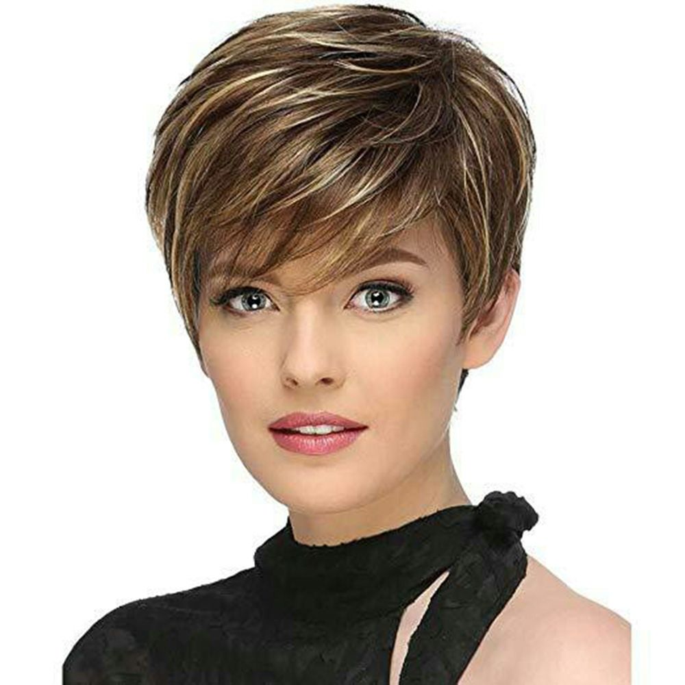 Female High Temperature Silk Wig Oblique Bangs Short Hair - Image 2