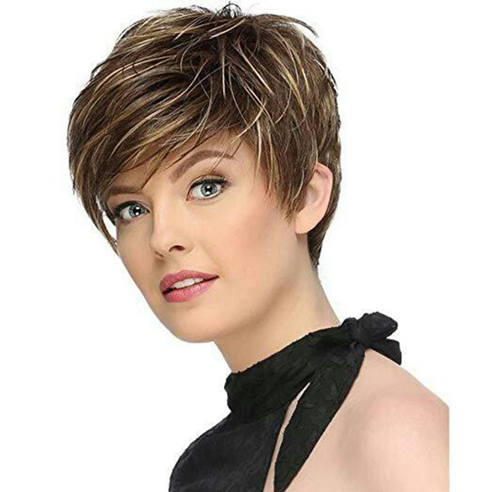 Female High Temperature Silk Wig Oblique Bangs Short Hair - Image 3