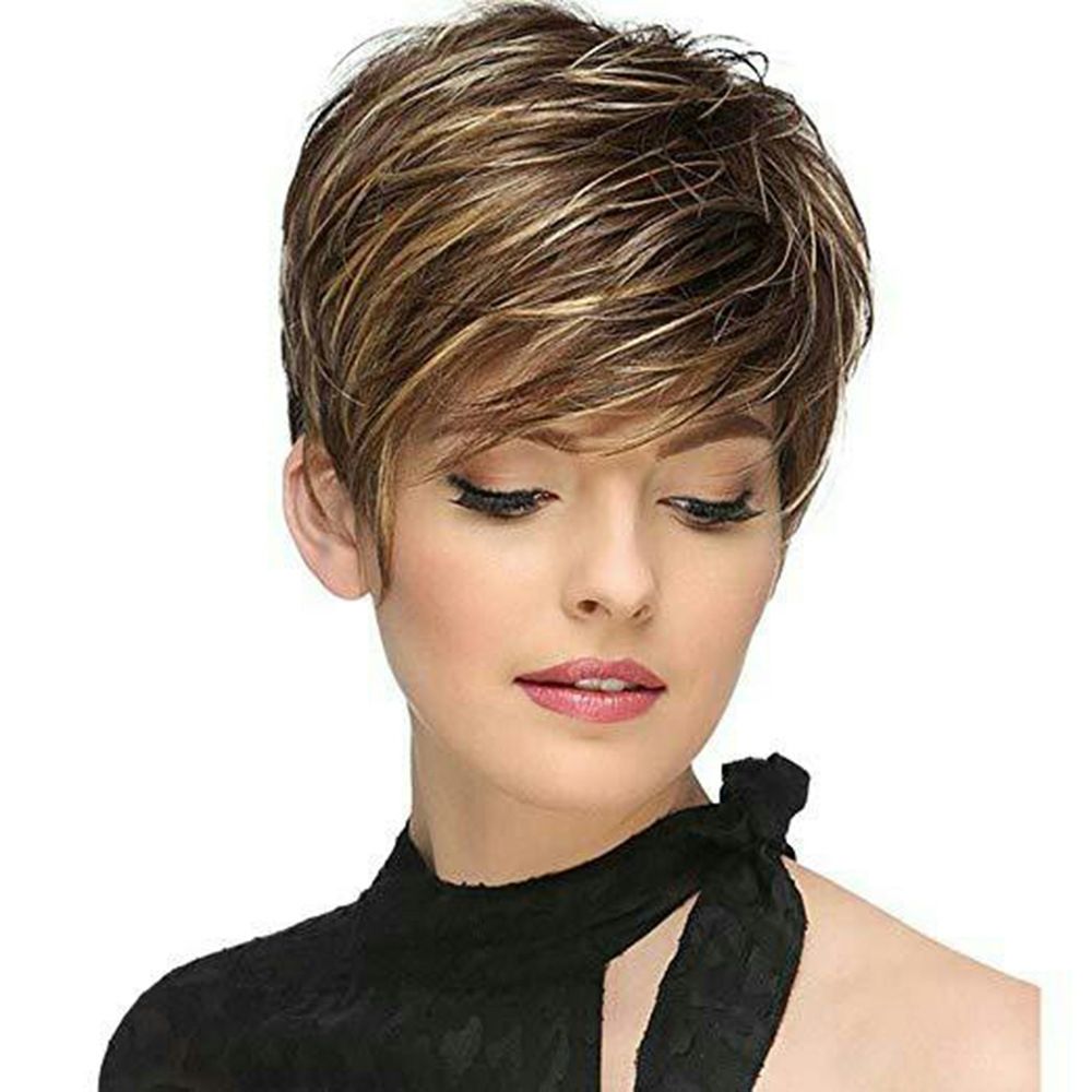 Female High Temperature Silk Wig Oblique Bangs Short Hair - Image 4