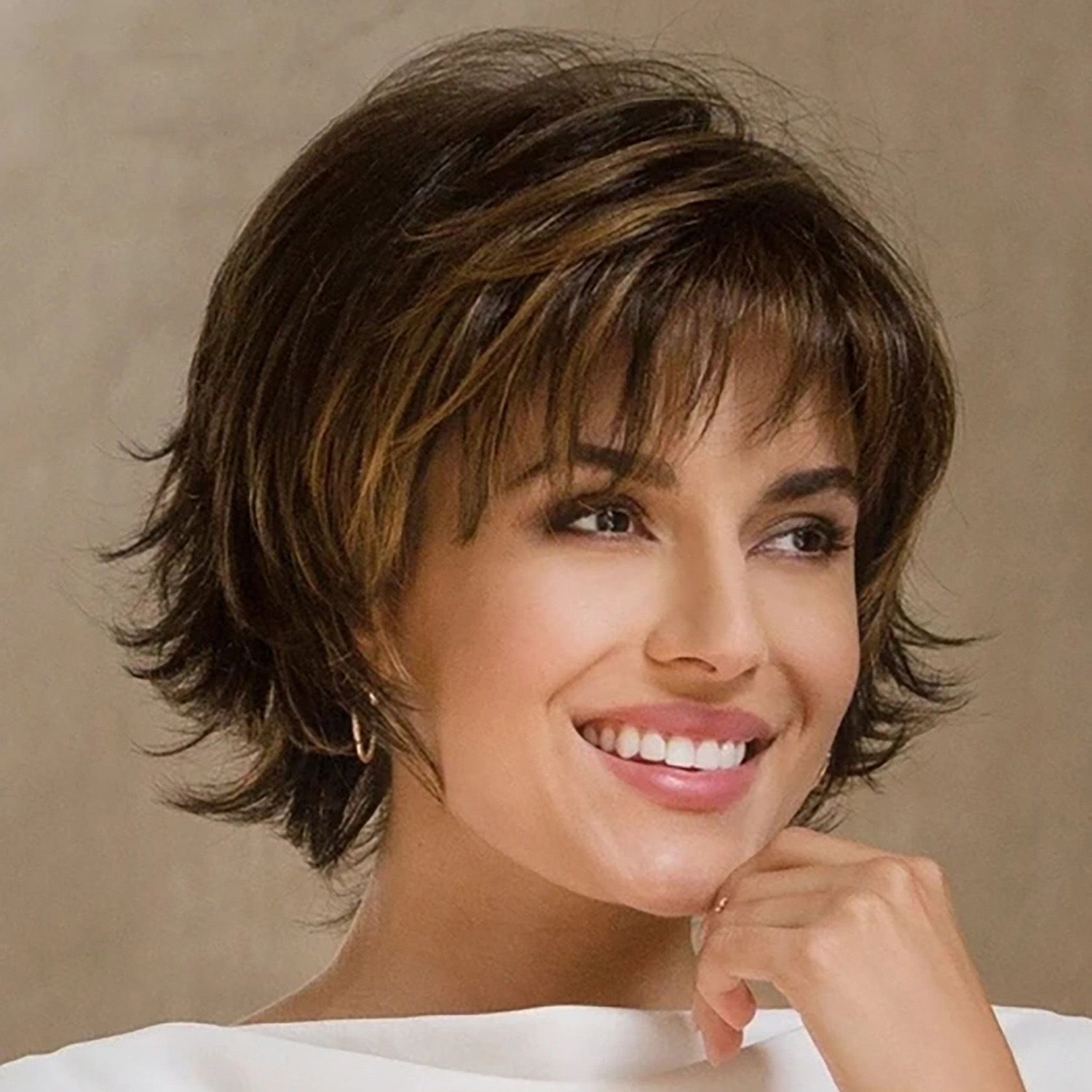 Ladies Fluffy Short Curved Head Set Chemical Fiber Wig - Image 10