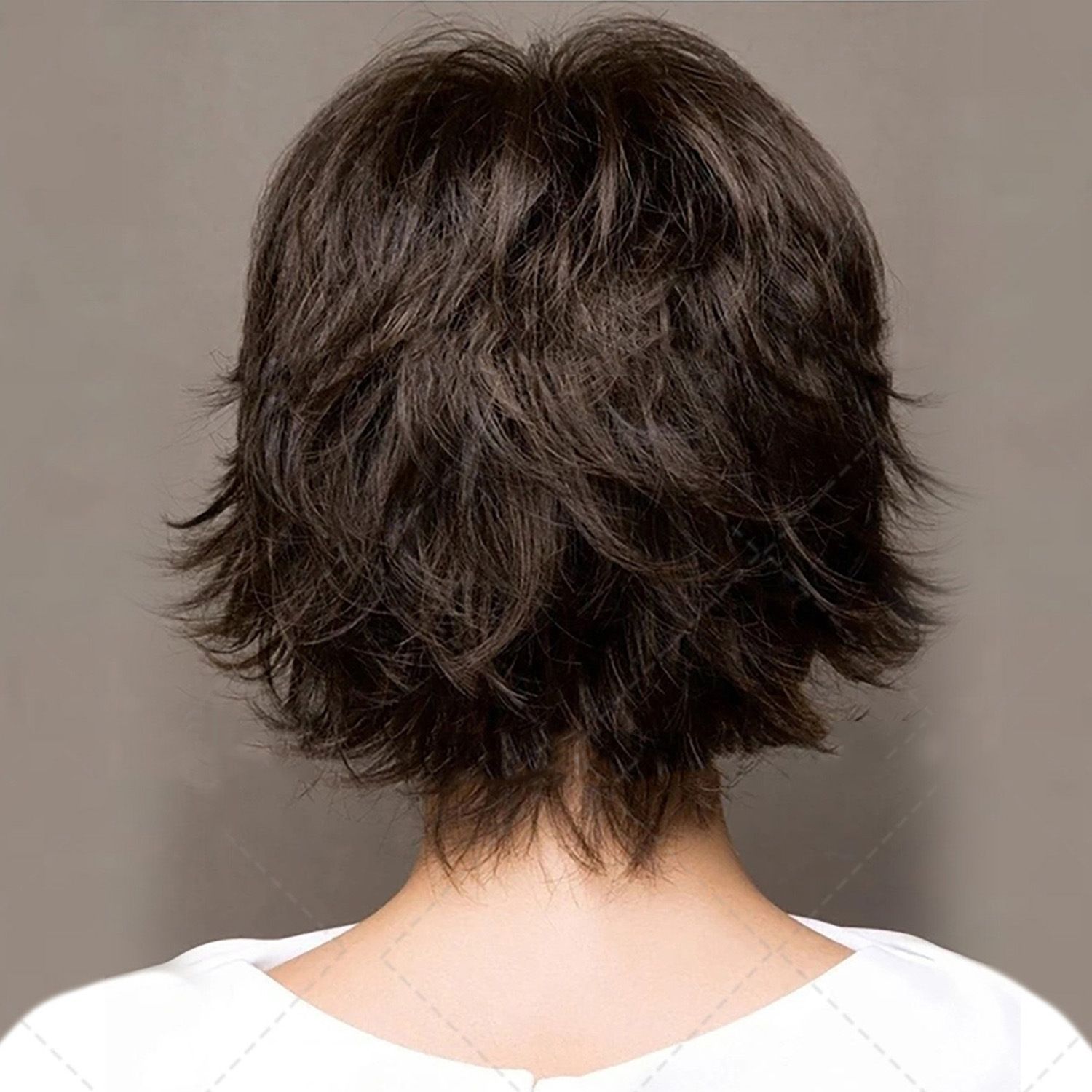 Ladies Fluffy Short Curved Head Set Chemical Fiber Wig - Image 11