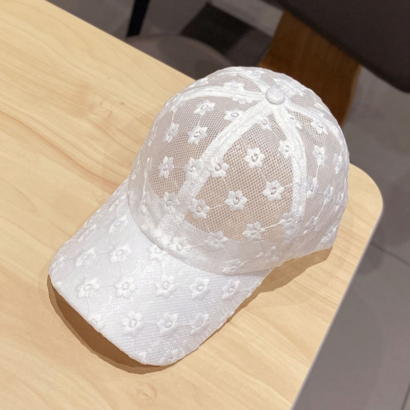 Breathable Flowers Lace Baseball Cap; Sunscreen Hollow Out Adjustable Sports Sun Hat For Women - Image 8
