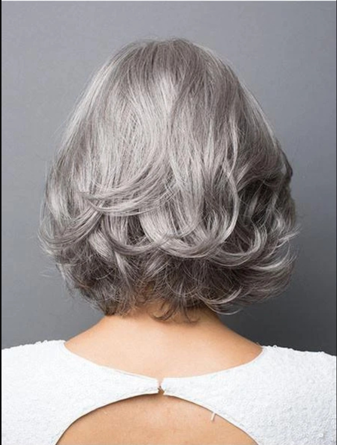 Bobble head wig women's short hair in the silver gray chemical fiber head cover - Image 2