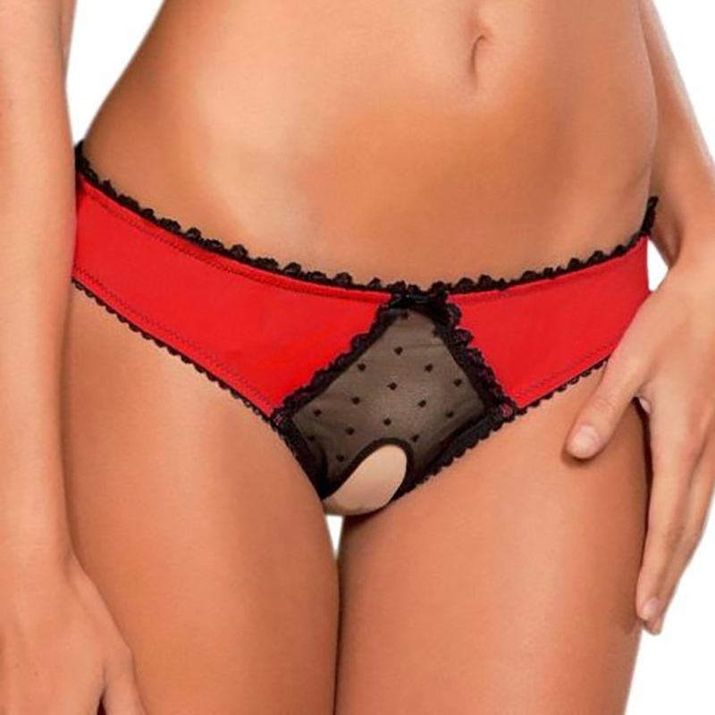 Panties Women Open Crotch Mesh Sexy Bowknot Hallow Out Erotic Lingerie Low Waist Crotchless Panties Women panties for sex - Image 3