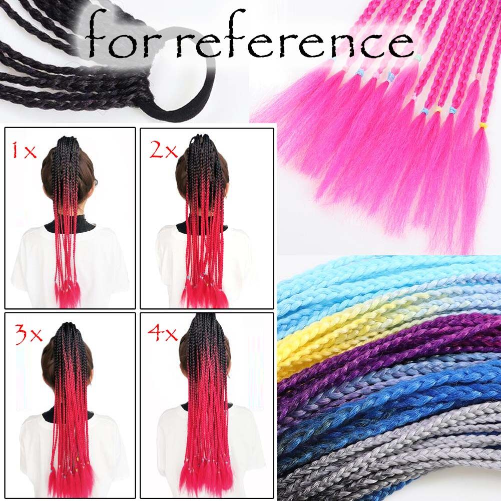 Braid Ponytail Wig Hair Extensions Pigtail Braid Nightclub Party Gradient Color Braid Hair Ring Hairpieces,Black Pink Purple - Image 2