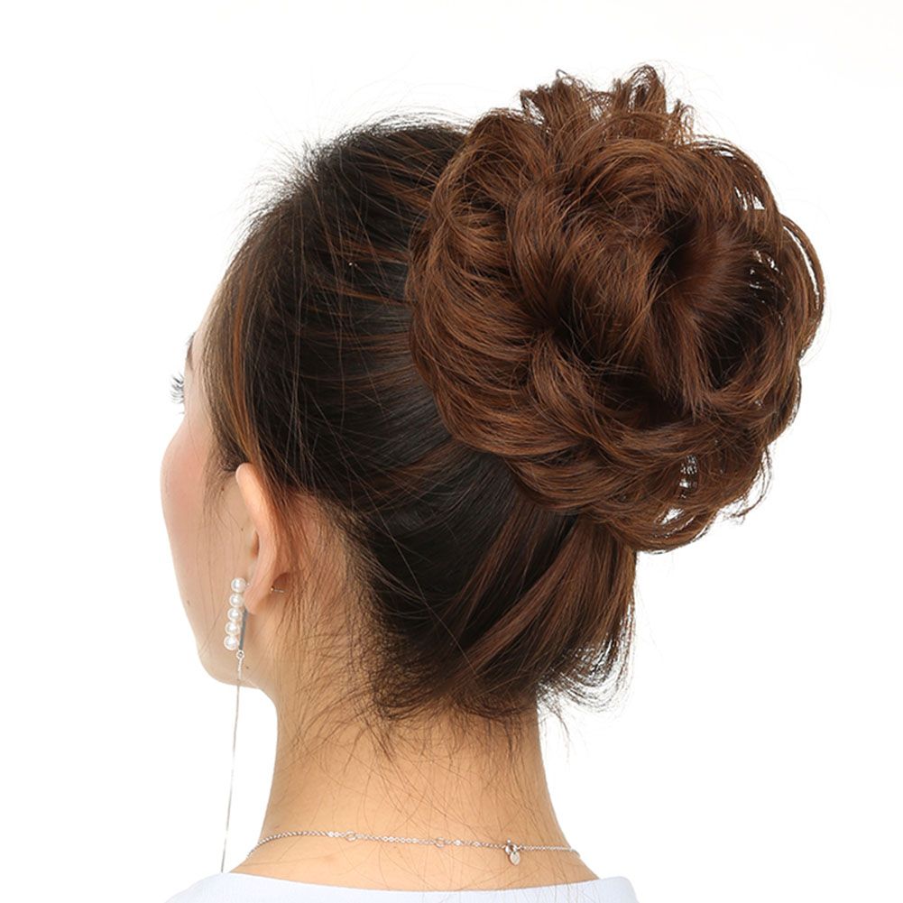 Messy Hair Bun Donut Hairpieces Updo Elastic Chignon Extension for Womens, Light Brown - Image 2