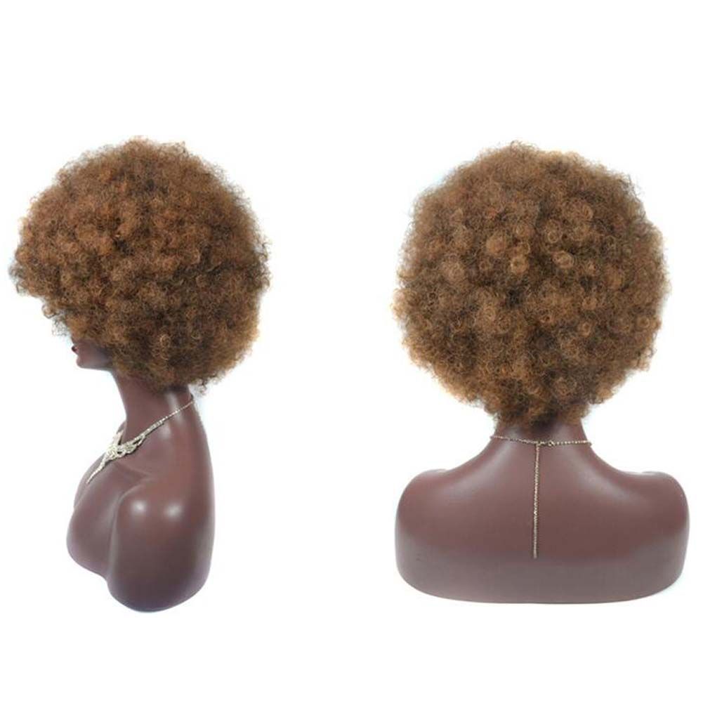 Brown Short Afro Curly Hair Wigs Women Large Fluffy Synthetic Hair Short Full Wig for Party and Daily - Image 2