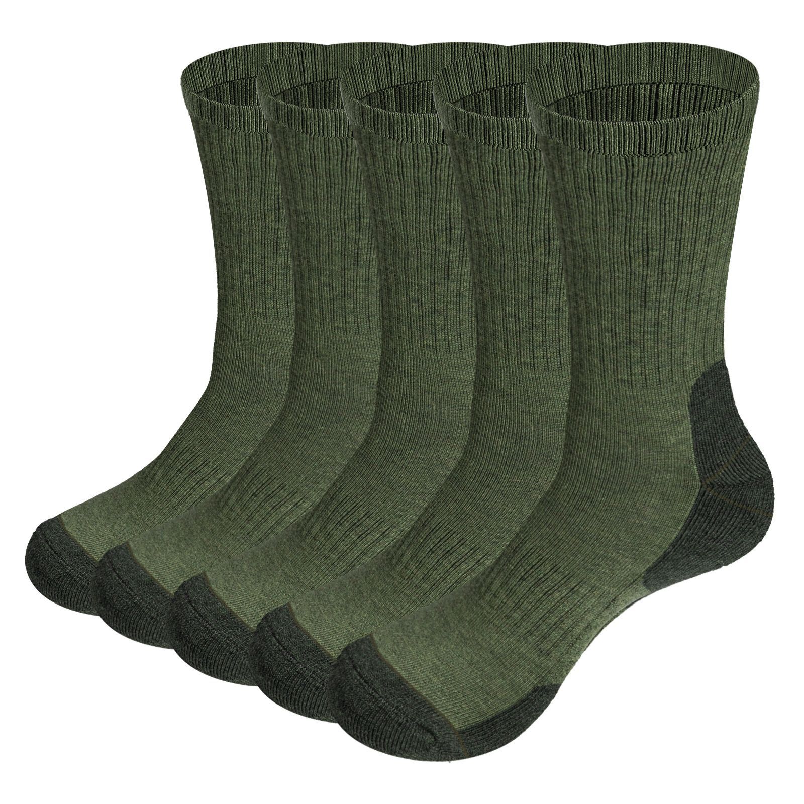 Mens Moisture Wicking Mid Calf Thermal Work Boot Sports Hiking Socks( 5 Pairs/Pack) - Image 9