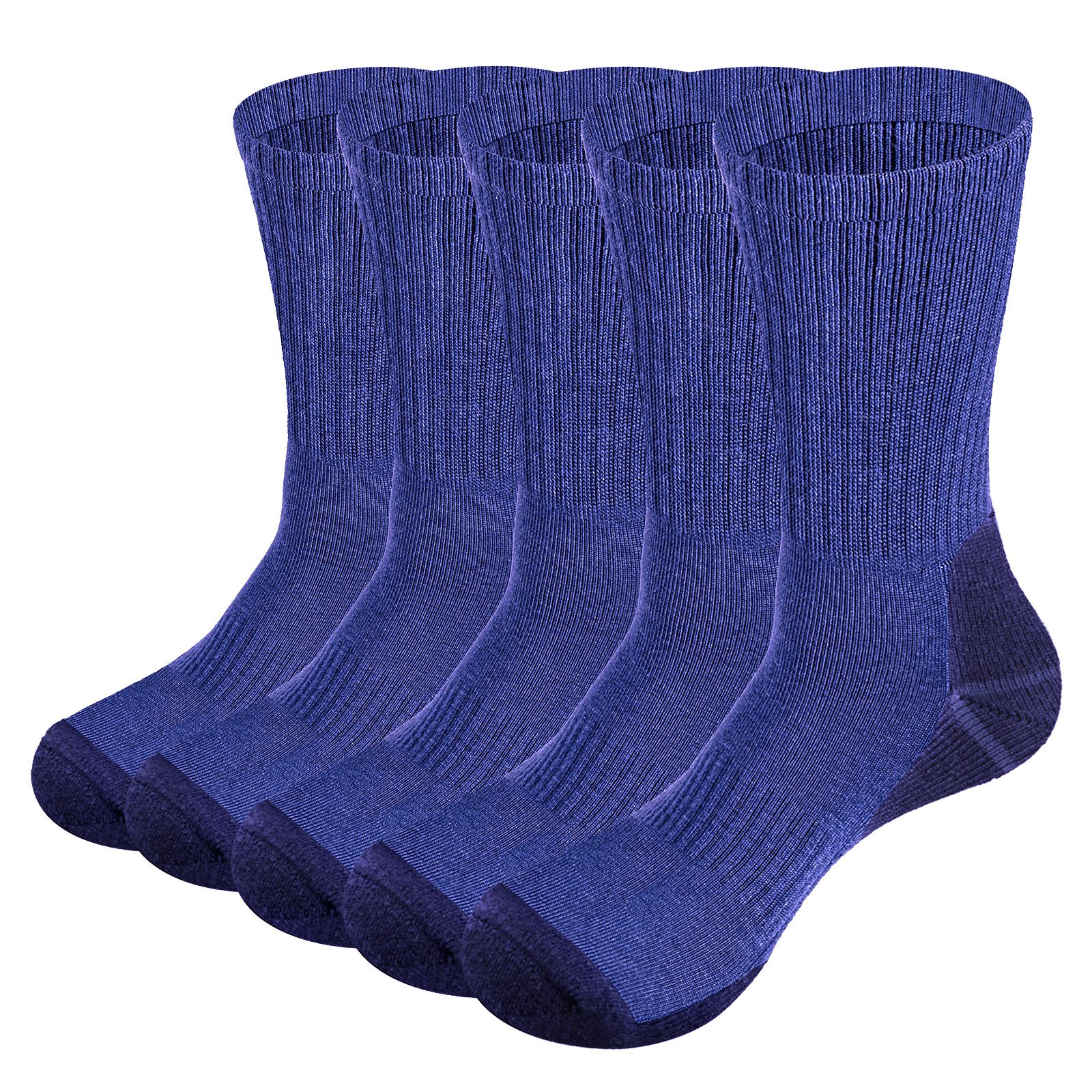 Mens Moisture Wicking Mid Calf Thermal Work Boot Sports Hiking Socks( 5 Pairs/Pack) - Image 10