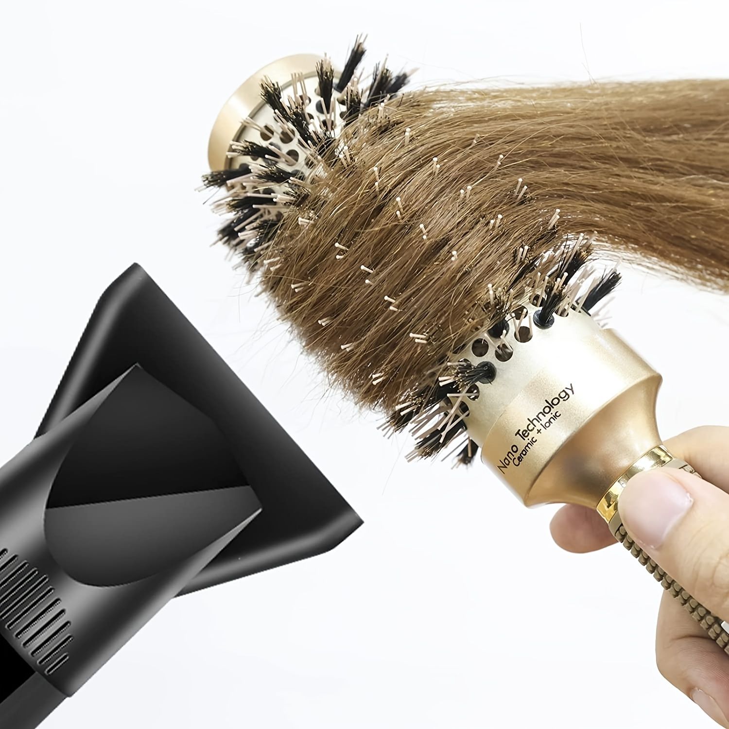 Round Brush For Blow Drying; Nano Thermal Ceramic & Ionic Tech Hair Brush With Boar Bristles; Professional Round Barrel Brush For Styling; Curling And Straightening - Image 9