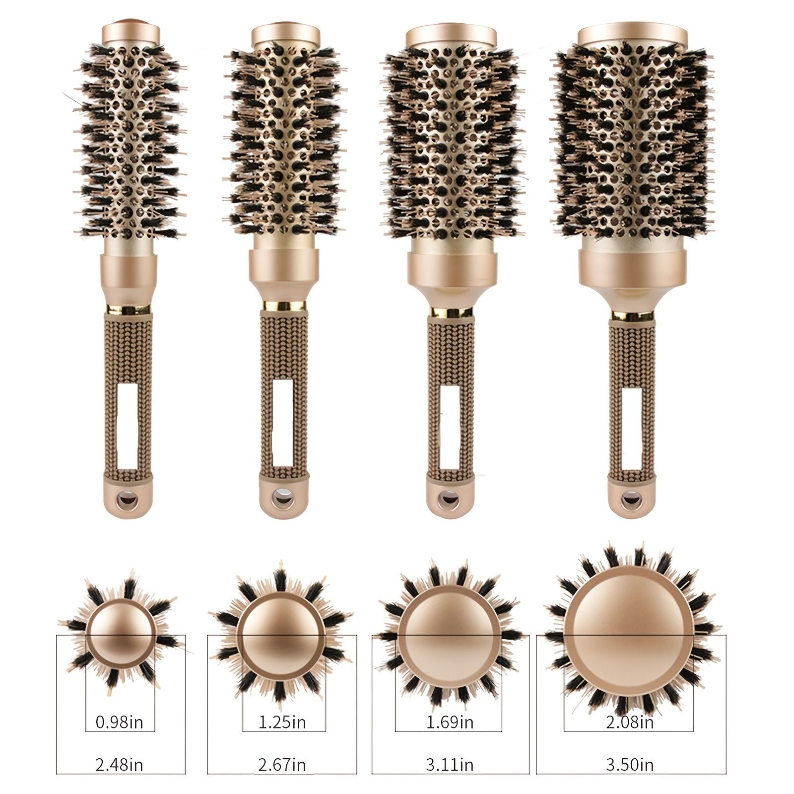 Round Brush For Blow Drying; Nano Thermal Ceramic & Ionic Tech Hair Brush With Boar Bristles; Professional Round Barrel Brush For Styling; Curling And Straightening - Image 3