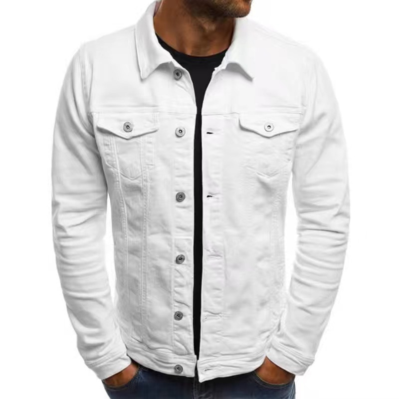 Mens Denim Jeans Jacket Short Slim Fit - Image 11