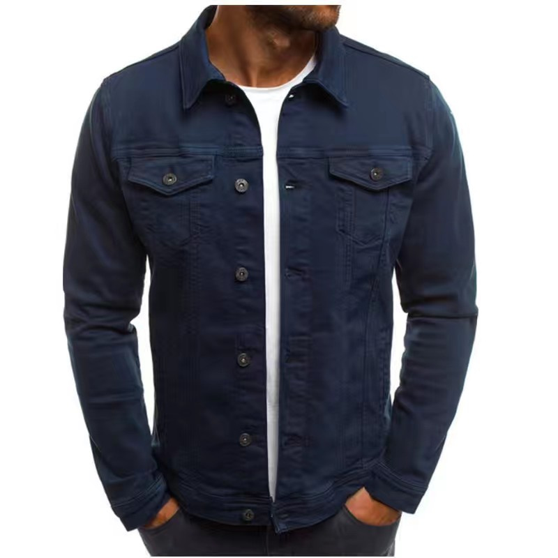 Mens Denim Jeans Jacket Short Slim Fit - Image 13