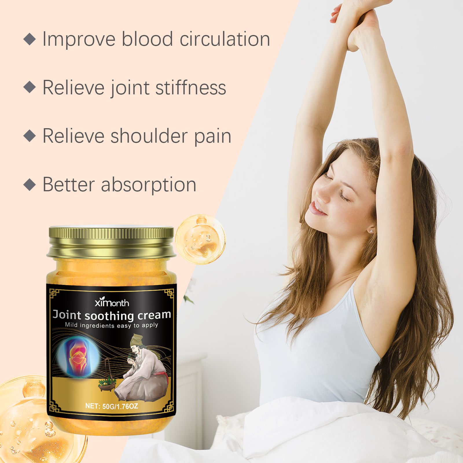 Ximonth Joint Care Cream Mild Herbal Formula For A Comfortable External Massage Cream For Neck And Back - Image 4