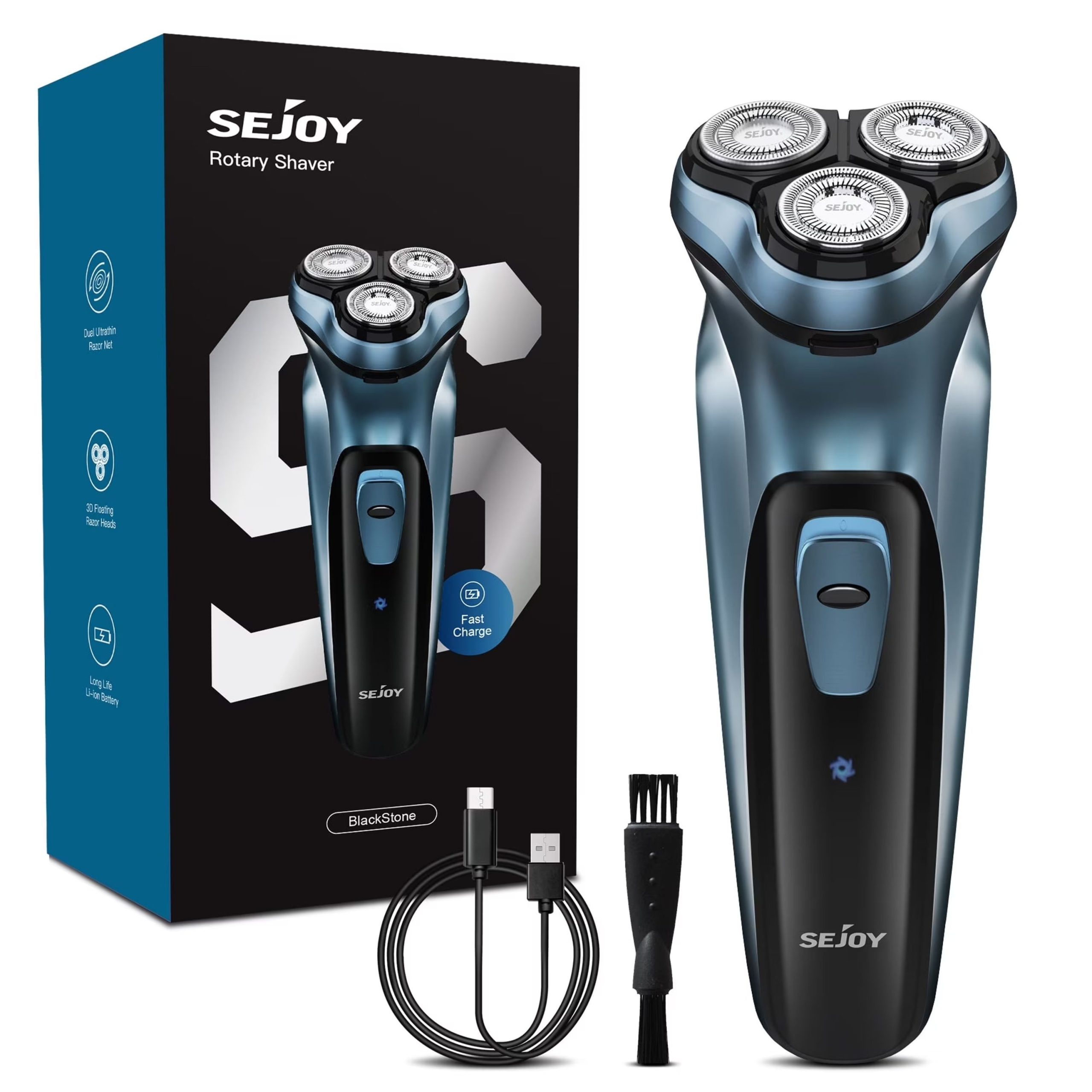 SEJOY Electric Shaver with Pop-Up Trimmer – 3D Floating Head, Fast 1H Rechargeable Razor, LCD Display - Image 2