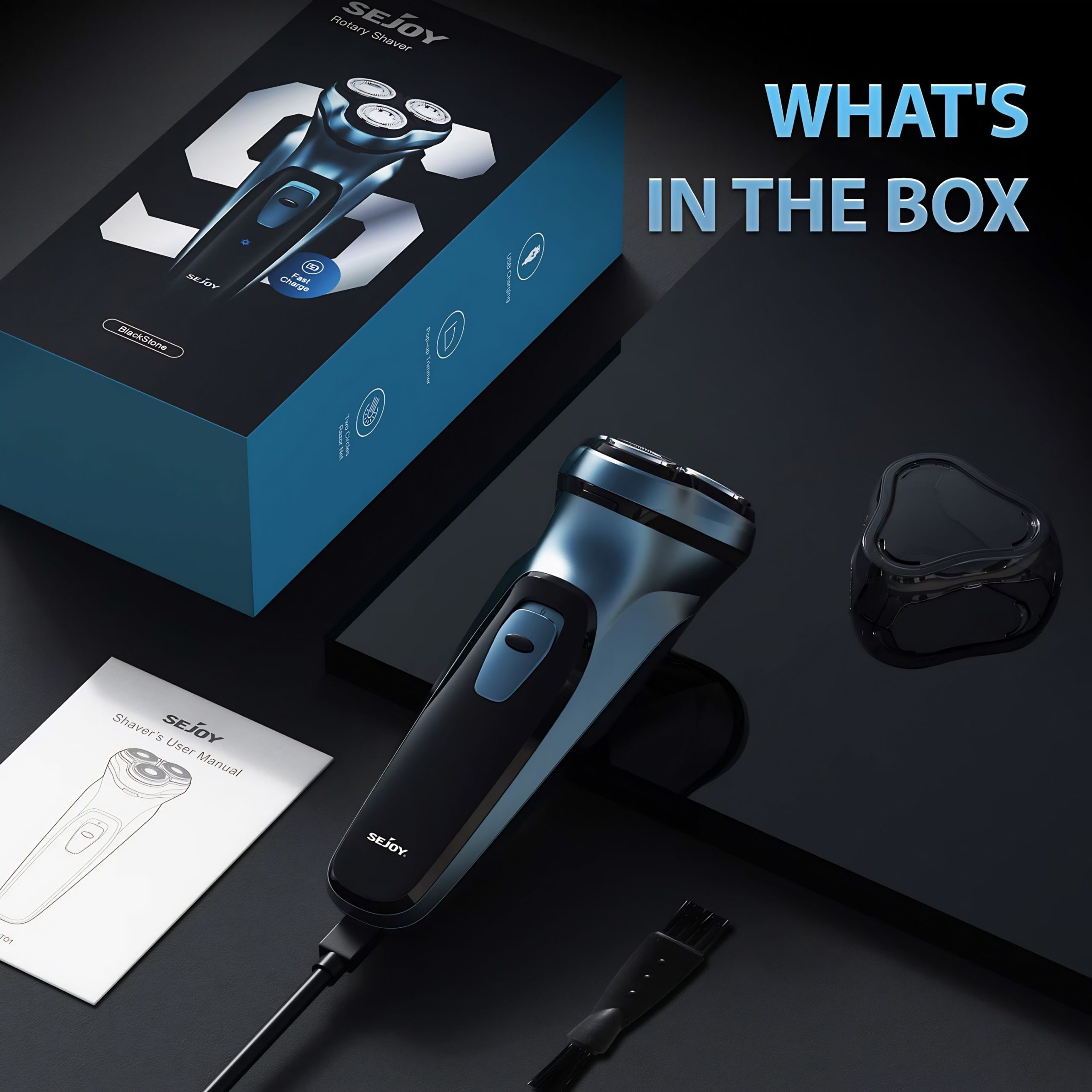 SEJOY Electric Shaver with Pop-Up Trimmer – 3D Floating Head, Fast 1H Rechargeable Razor, LCD Display - Image 3