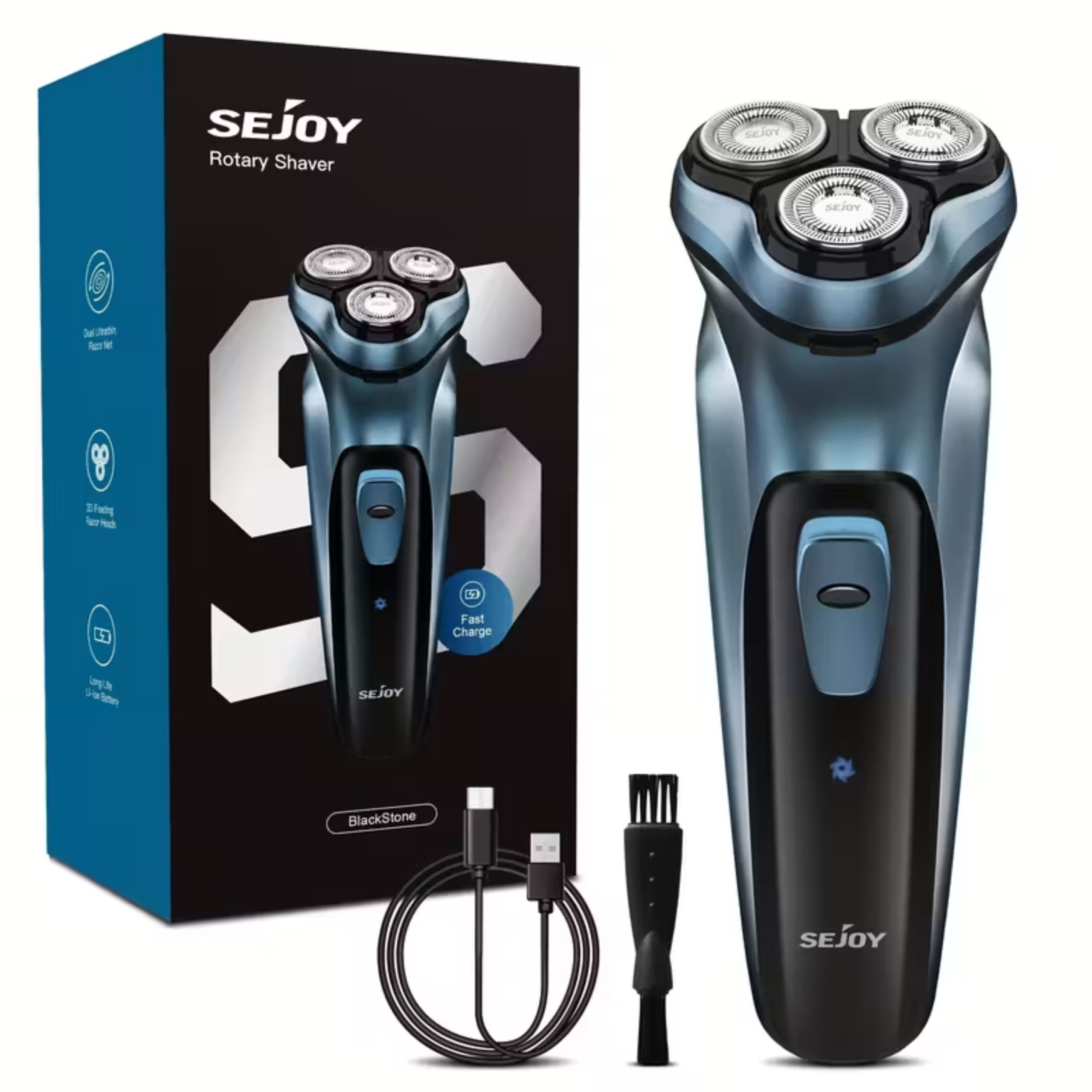 SEJOY Electric Shaver with Pop-Up Trimmer – 3D Floating Head, Fast 1H Rechargeable Razor, LCD Display