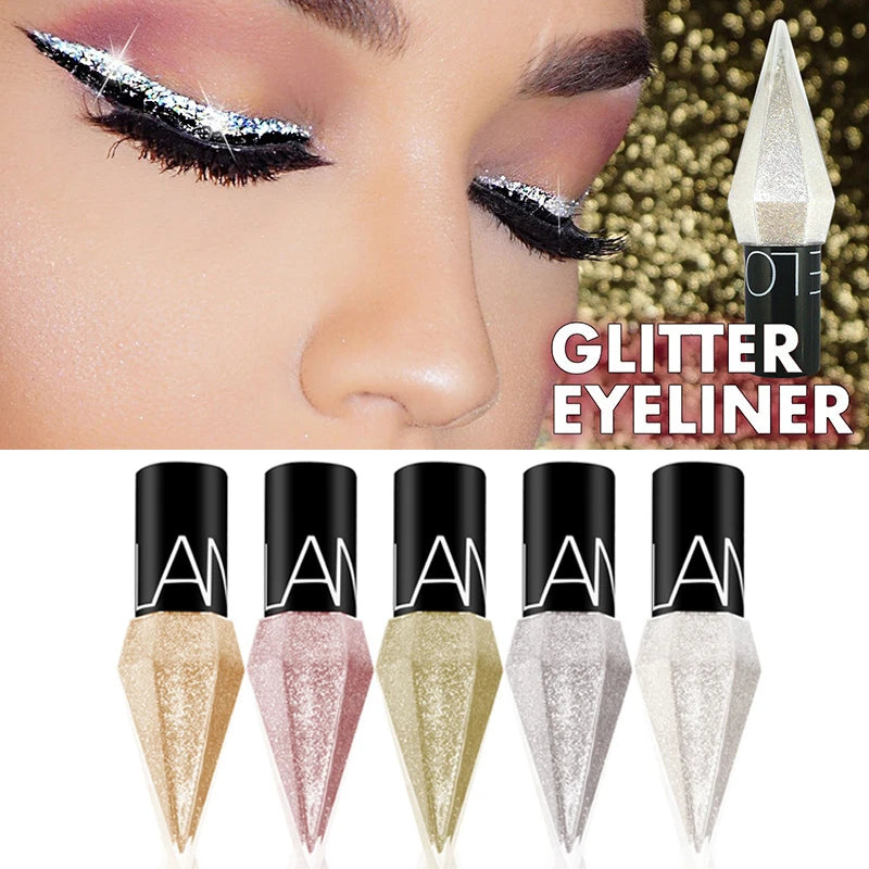 New Professional Shiny Eye Liners Cosmetics for Women Pigment Silver Rose Gold Color Liquid Glitter Eyeliner Cheap Makeup - Image 7