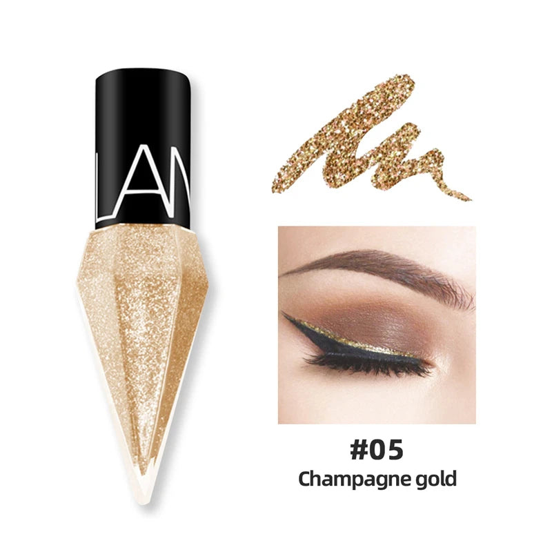 New Professional Shiny Eye Liners Cosmetics for Women Pigment Silver Rose Gold Color Liquid Glitter Eyeliner Cheap Makeup - Image 2