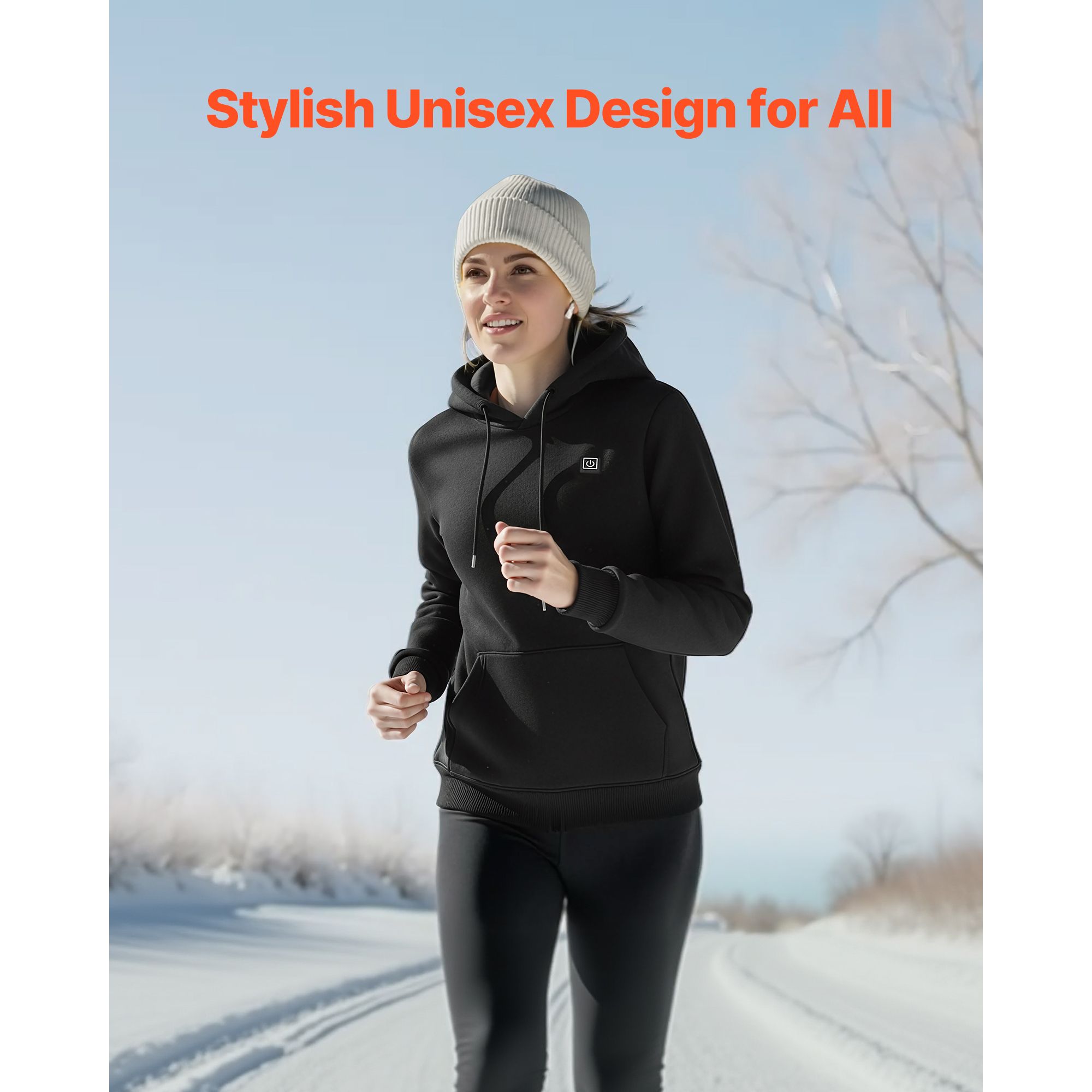 Heated Sweatshirt Hoodie for Men Women, Heated Jacket Unisex with 7.4V 16000mAh Rechargeable Power Bank Pack, 5 Heating Zones, 3 Temp Levels, 4-8H Warmth, for Winter Outdoor Camping, Black, XXL Size - Image 5