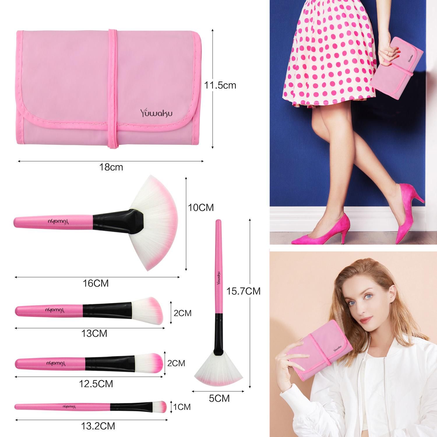 32 professional makeup brushes set; facial eye shadow eyeliner foundation blush lip powder liquid cream blending brush (pink) - Image 4