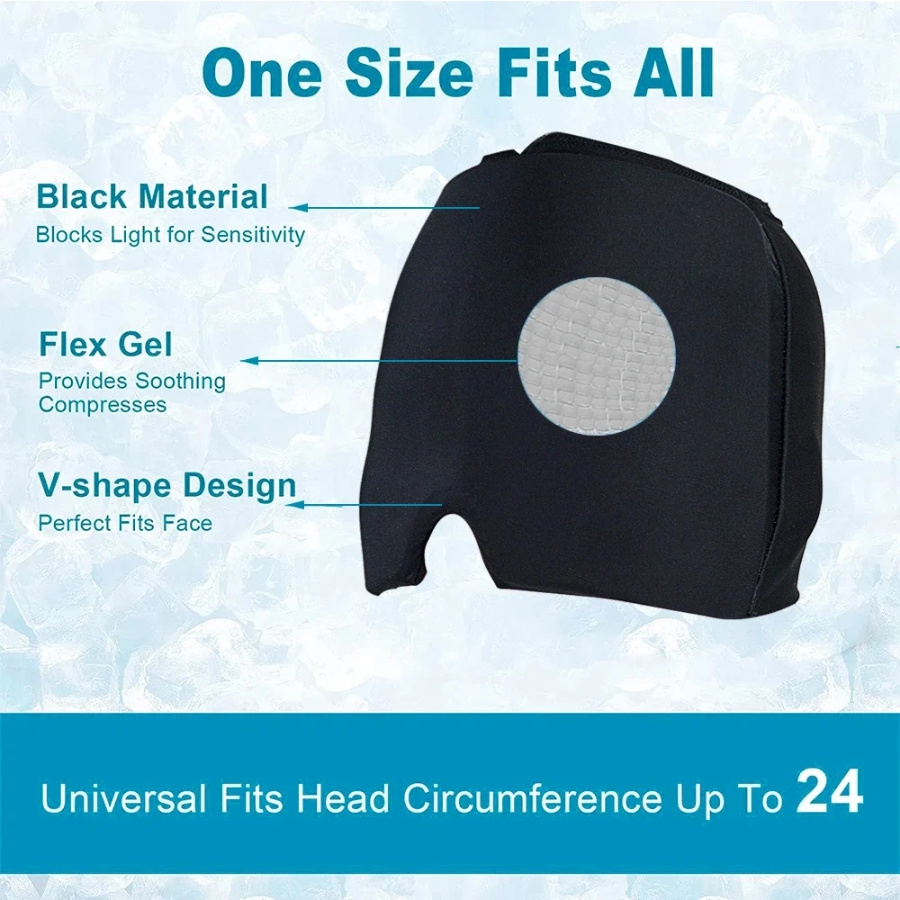 360° Massage Migraine Relief Hat Stress Relief Eye Mask Gel Hot Cold Therapy Headache Pain Relief Cap Ice Head Wrap for Headache and Puffy Eyes - Image 4