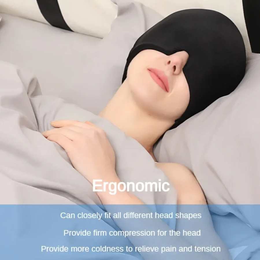 360° Massage Migraine Relief Hat Stress Relief Eye Mask Gel Hot Cold Therapy Headache Pain Relief Cap Ice Head Wrap for Headache and Puffy Eyes - Image 9