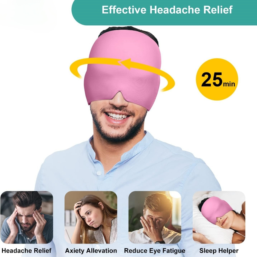 360° Massage Migraine Relief Hat Stress Relief Eye Mask Gel Hot Cold Therapy Headache Pain Relief Cap Ice Head Wrap for Headache and Puffy Eyes - Image 13