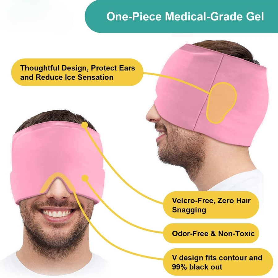 360° Massage Migraine Relief Hat Stress Relief Eye Mask Gel Hot Cold Therapy Headache Pain Relief Cap Ice Head Wrap for Headache and Puffy Eyes - Image 14