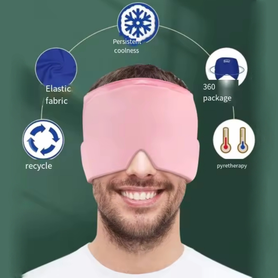 360° Massage Migraine Relief Hat Stress Relief Eye Mask Gel Hot Cold Therapy Headache Pain Relief Cap Ice Head Wrap for Headache and Puffy Eyes - Image 18