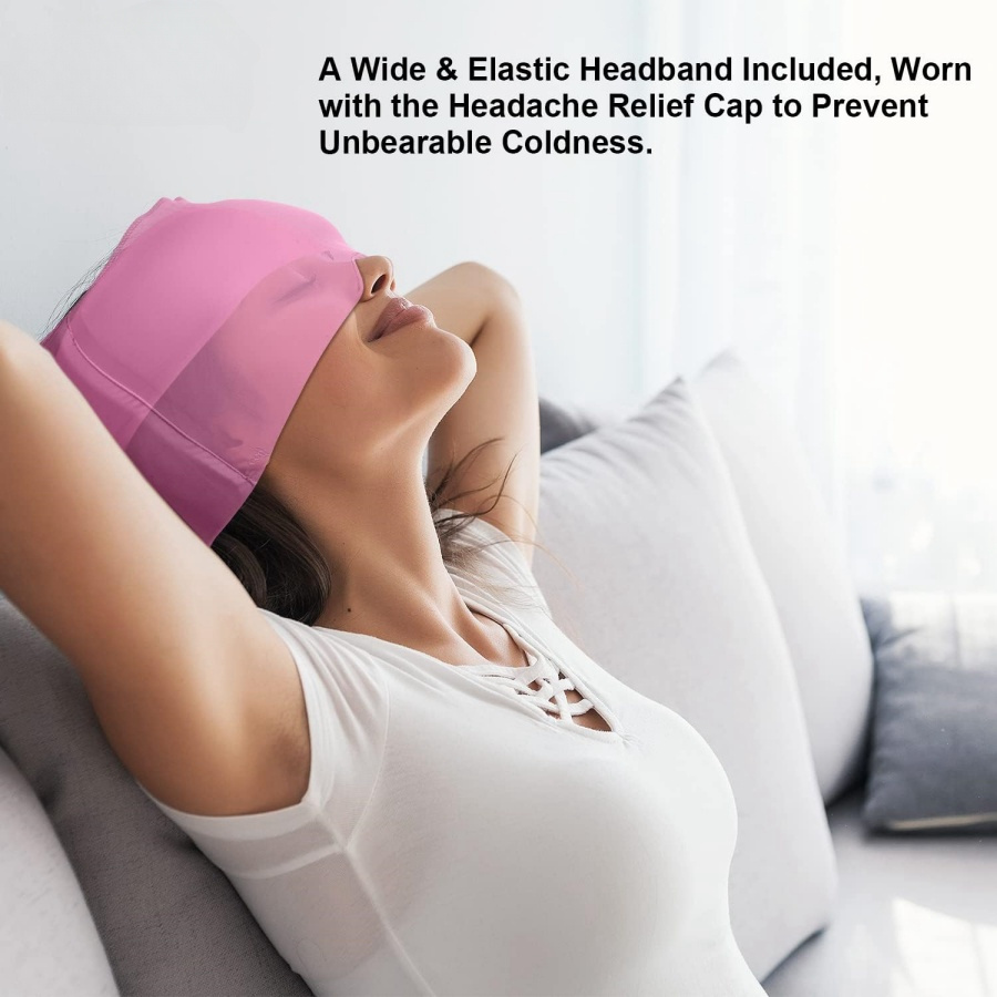 360° Massage Migraine Relief Hat Stress Relief Eye Mask Gel Hot Cold Therapy Headache Pain Relief Cap Ice Head Wrap for Headache and Puffy Eyes - Image 11