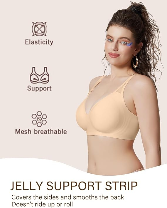 Bras for Women Wireless Deep V Mesh Comfortable Bralette Supportive Tshirt Bra No Underwire Seamless Push Up Full Coverage Everyday Bras - Image 5