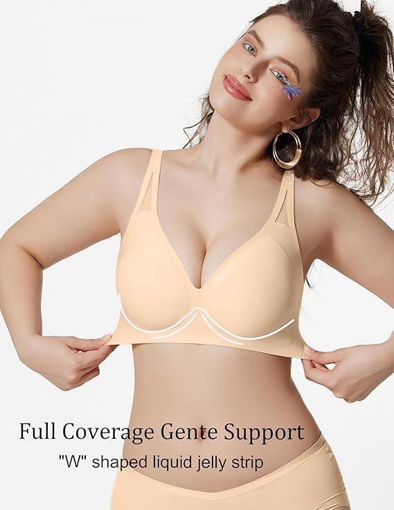 Bras for Women Wireless Deep V Mesh Comfortable Bralette Supportive Tshirt Bra No Underwire Seamless Push Up Full Coverage Everyday Bras - Image 28