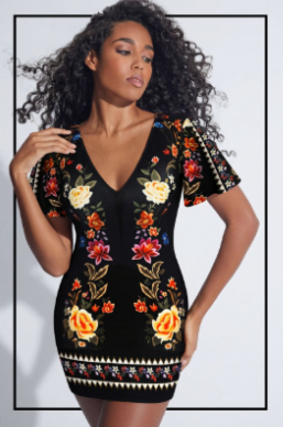 Vintage Floral Print Dress, Casual V Neck Short Sleeve Bag Hip Dress, Women's Clothing - Image 29