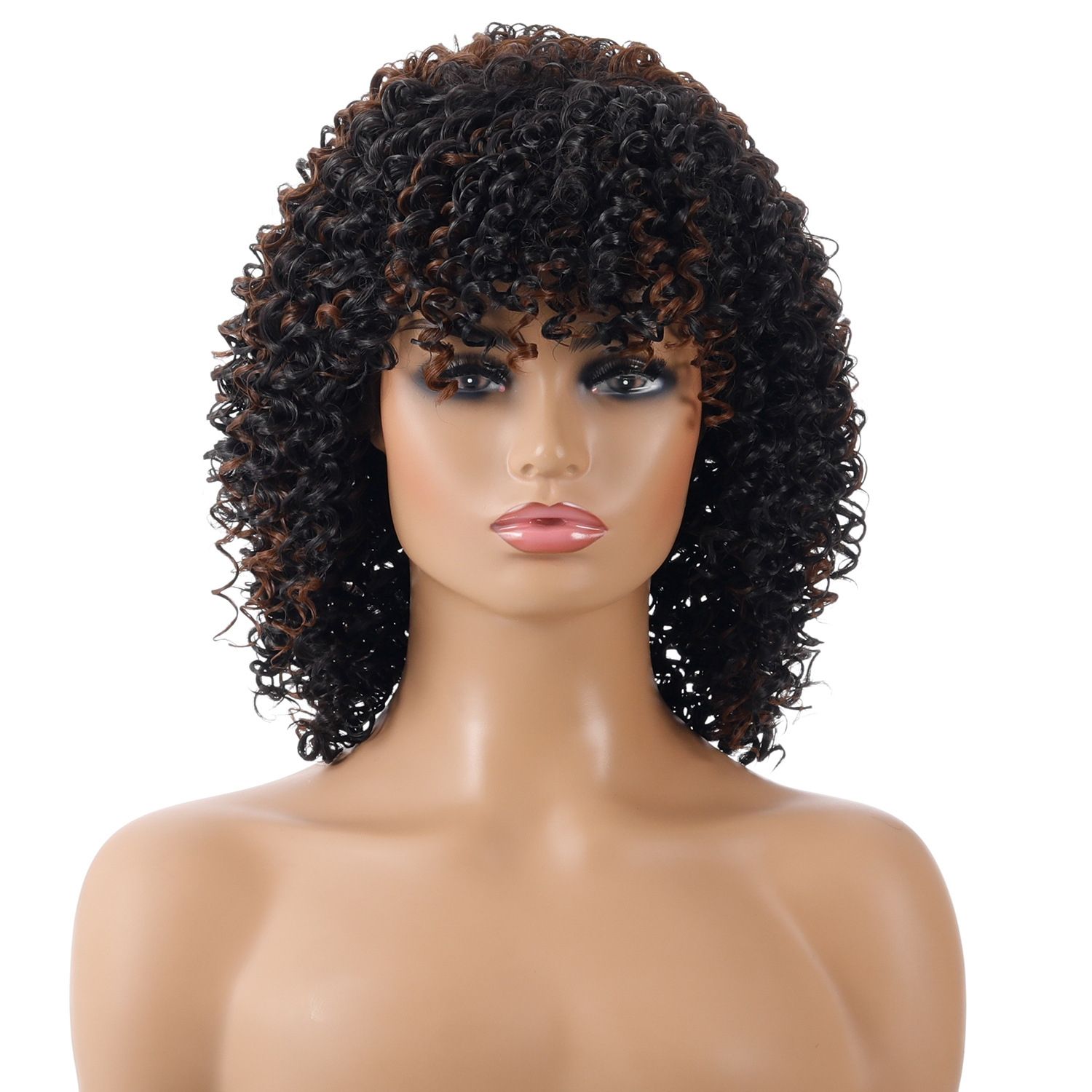 Ladies Short Curly Hair High Temperature Silk Wig