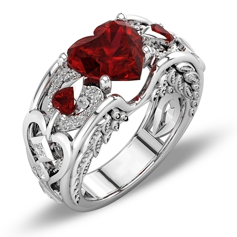 Heart-Shaped Zircon Eternity Band Ring For Women Girls Bride Anniversary Wedding Jewelry Valentine's Day Gift - Image 22