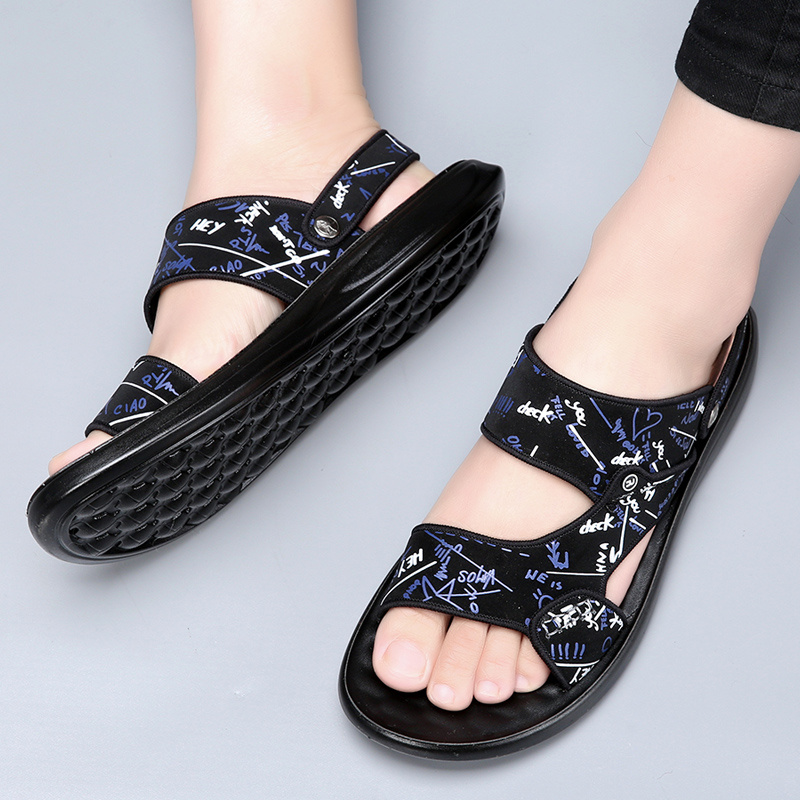Men's sandals Summer new super soft massage slippers wear fashion casual large size dual-purpose men's beach shoes - Image 91