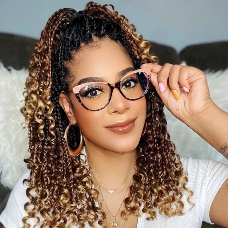 Fashion TR90 Anti Blue Light Blocking Cat Eye Glasses Frame Women Luxury Designer Retro Eyeglasses for Ladies Optical Frame - Image 2