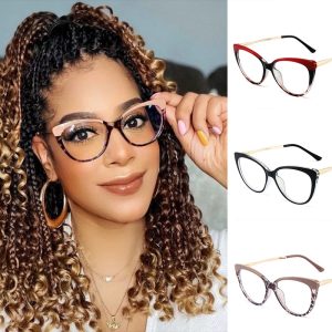 Fashion TR90 Anti Blue Light Blocking Cat Eye Glasses Frame Women Luxury Designer Retro Eyeglasses for Ladies Optical Frame