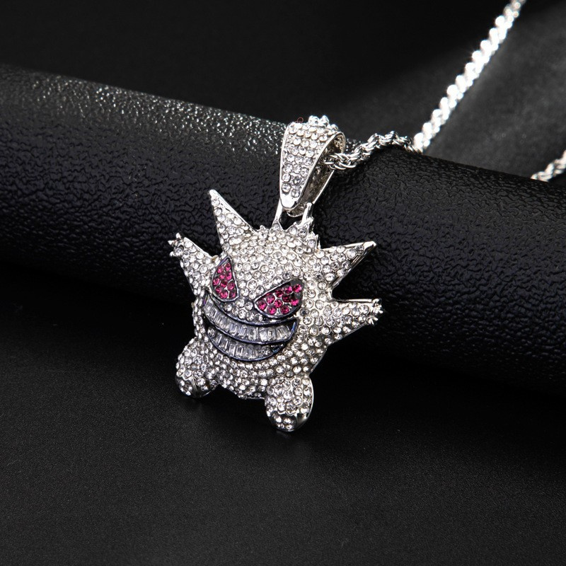 Punk Style Hip Hop Ghost Pendant Necklace Full Zircon Necklace Chain For Men - Image 7