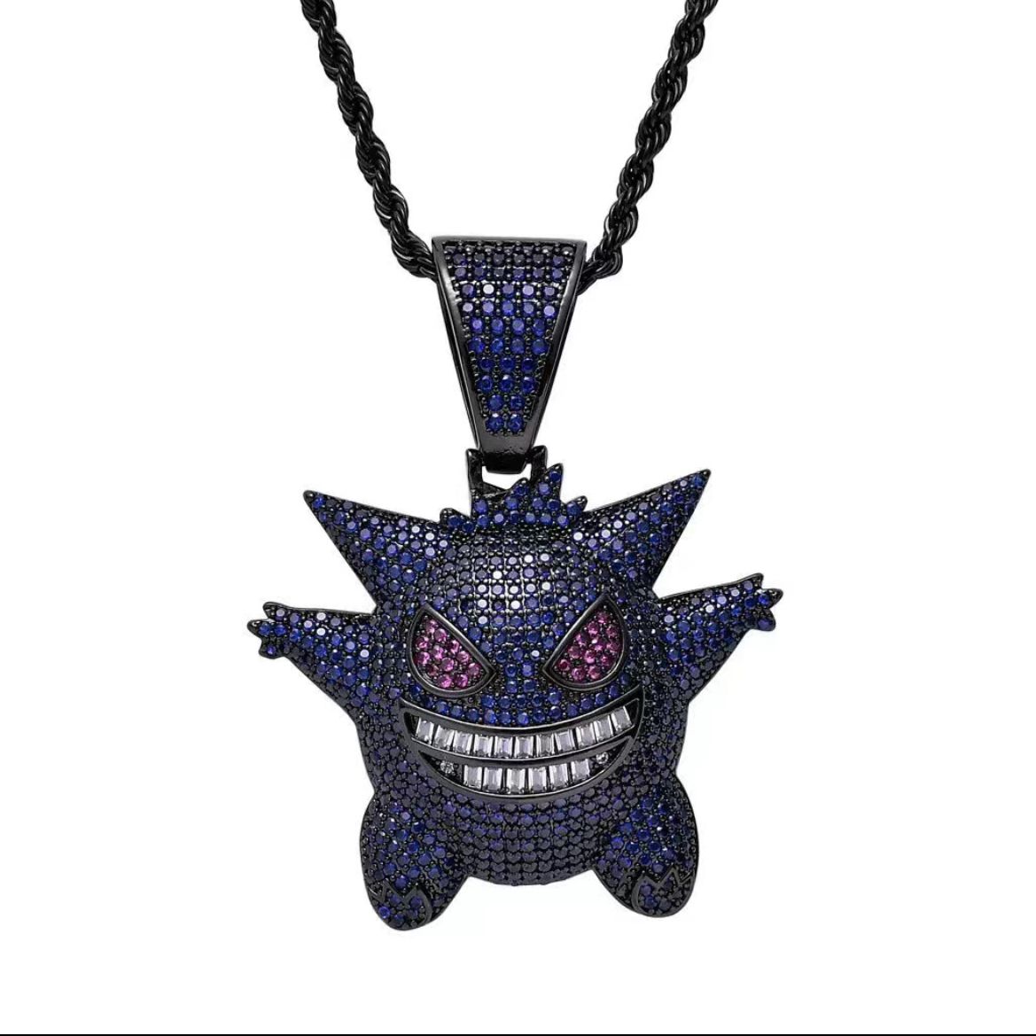 Punk Style Hip Hop Ghost Pendant Necklace Full Zircon Necklace Chain For Men - Image 19