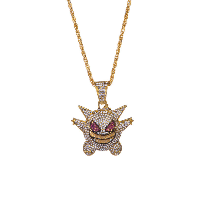 Punk Style Hip Hop Ghost Pendant Necklace Full Zircon Necklace Chain For Men - Image 18