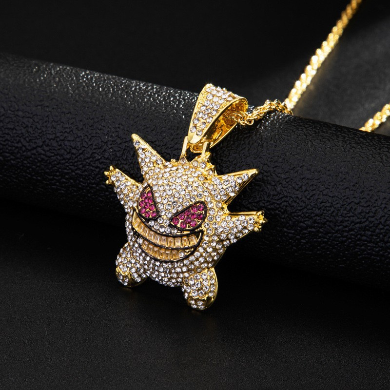 Punk Style Hip Hop Ghost Pendant Necklace Full Zircon Necklace Chain For Men - Image 13