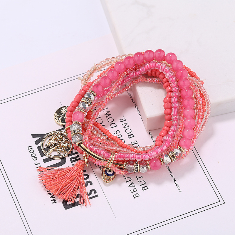 Tree Of Life Pendant Beaded Bracelet Boho Style Multilayer Stackable Beaded Bracelet Set Multicolor Hand Jewelry - Image 34