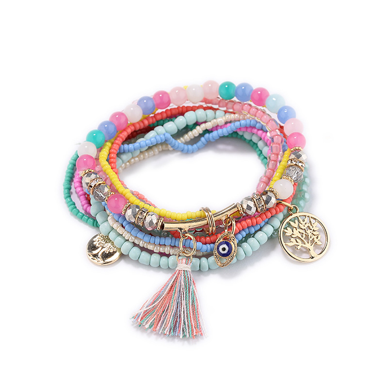 Tree Of Life Pendant Beaded Bracelet Boho Style Multilayer Stackable Beaded Bracelet Set Multicolor Hand Jewelry - Image 36