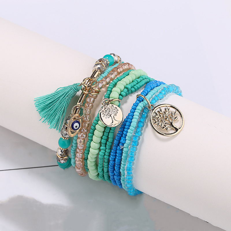 Tree Of Life Pendant Beaded Bracelet Boho Style Multilayer Stackable Beaded Bracelet Set Multicolor Hand Jewelry - Image 32