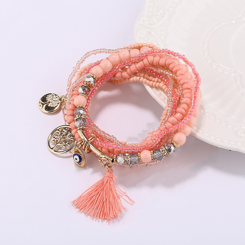 Tree Of Life Pendant Beaded Bracelet Boho Style Multilayer Stackable Beaded Bracelet Set Multicolor Hand Jewelry - Image 8